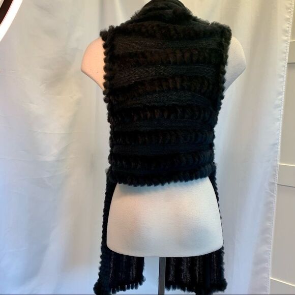 Love Token black rabbit fur high low asymmetrical vest with pockets size small - Picture 5 of 13